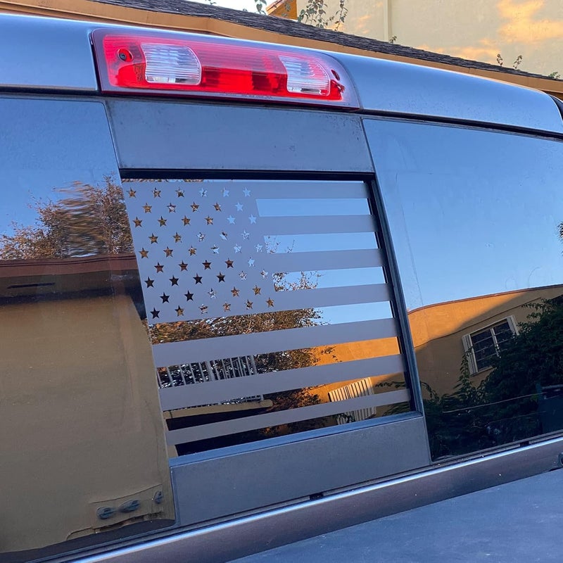 xinghe for 2004-2018 Chevy Silverado GMC Sierra, Rear Middle Window American Flag Decals Stickers, Matte Black American Flag Decal for Chevy Sierra Accessories - Image 1